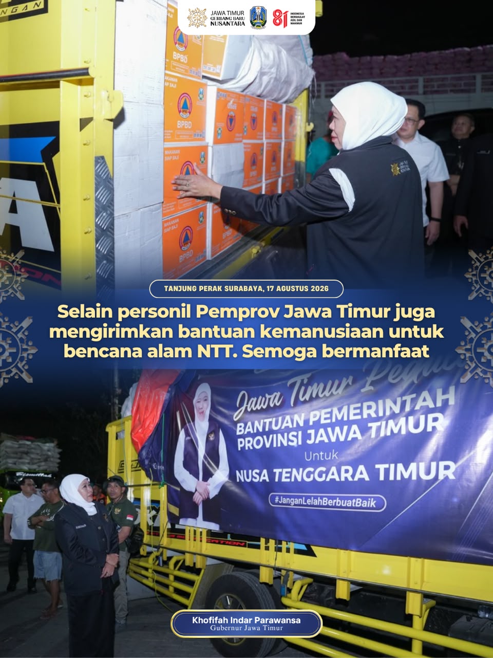 Pemprov jatim kirim bantuan ke korban gema bumi di NTT