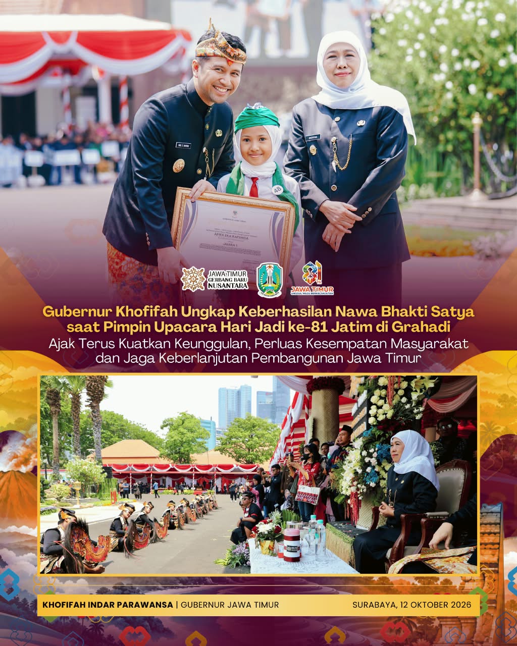 Khofifah HUT ke 81 pemprov jatim